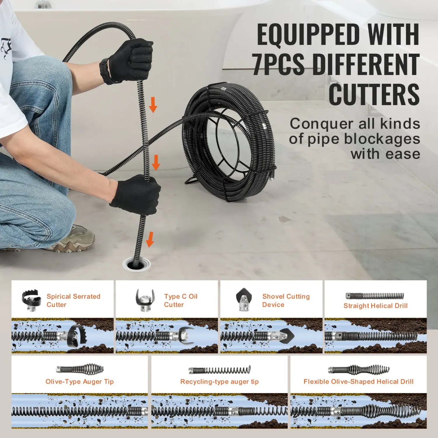 Solid Core Sectional Drain Cleaning Cable