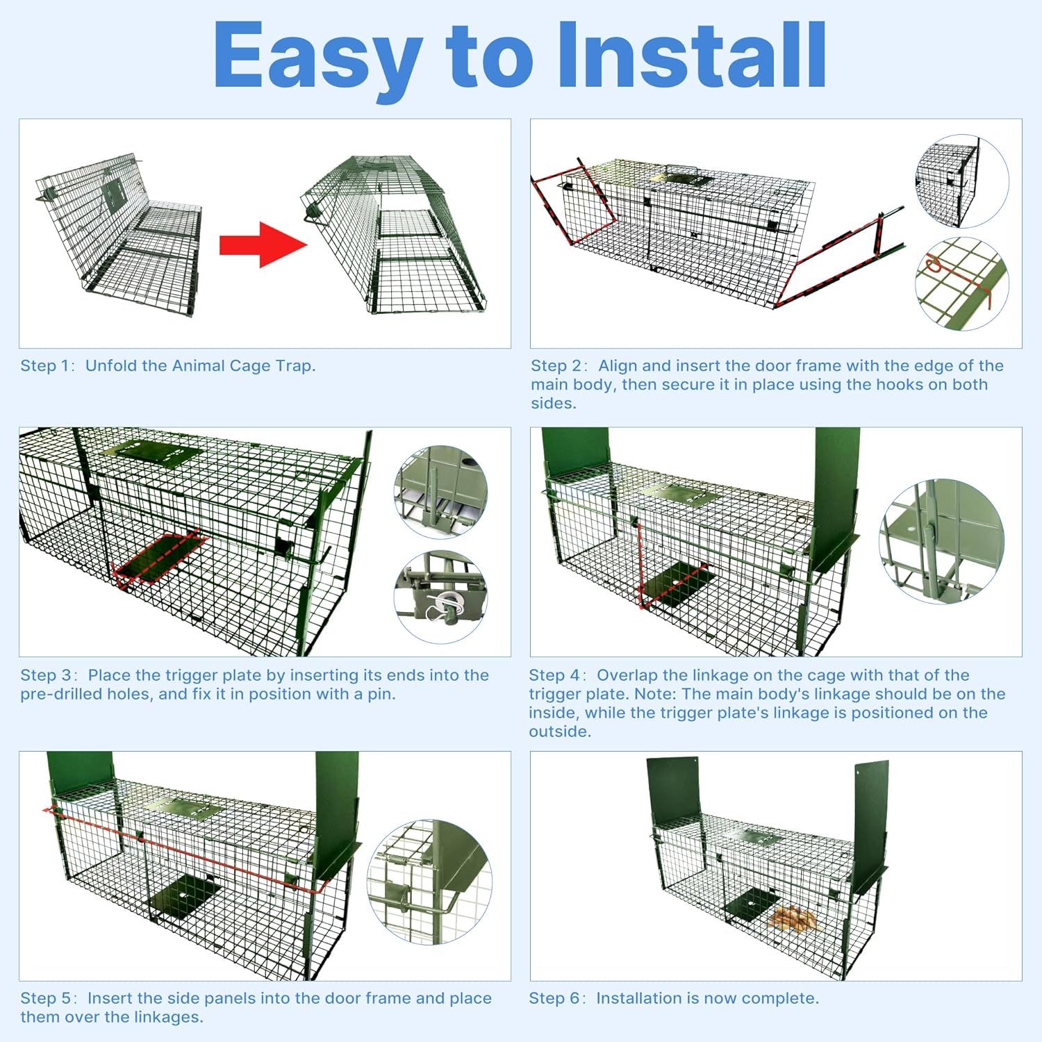 Humane Live Trap 80x28x26cm Double Door Cage