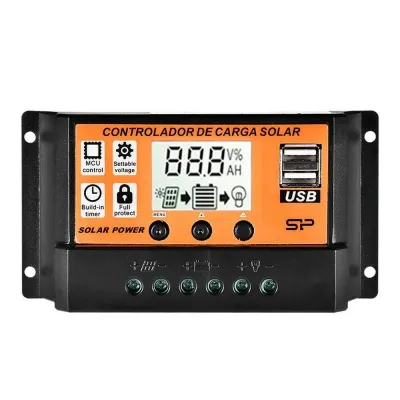 12V &amp; 24V Solar Charge Controllers – 10-100A Auto Battery Charger with Two USB Ports for Efficient Charging