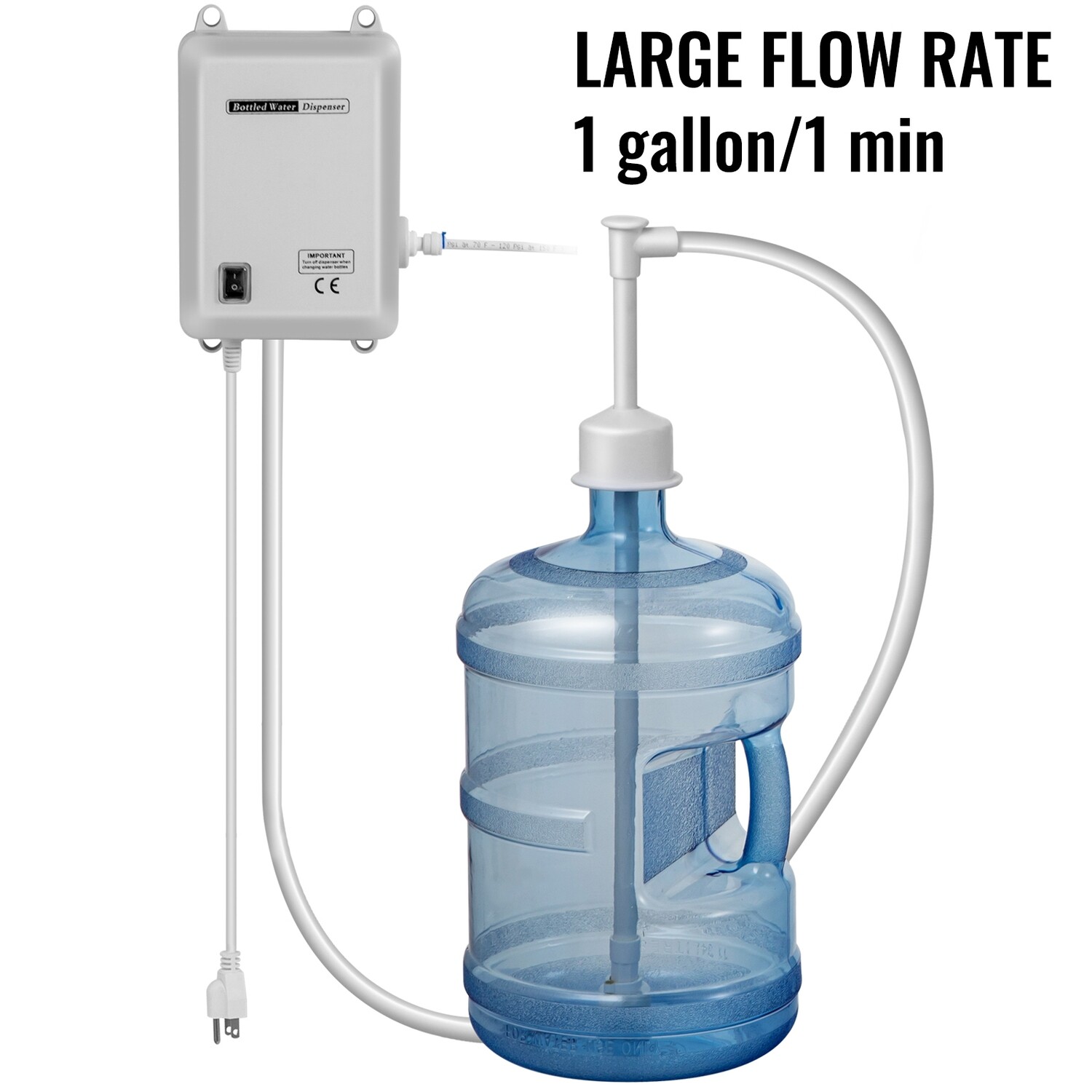 Automatic Electric Water Pump System for Bottled Water Dispensers — 5 Gallon Compatible, Single Inlet Jug Pump, Works with Coffee &amp; Tea Machines — Bucket Not Included