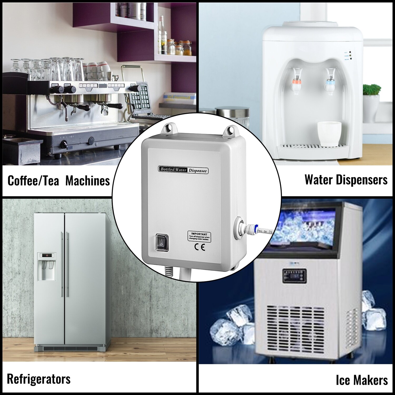 Automatic Electric Water Pump System for Bottled Water Dispensers — 5 Gallon Compatible, Single Inlet Jug Pump, Works with Coffee &amp; Tea Machines — Bucket Not Included