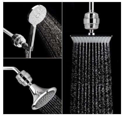 Universal Shower Filter with Replacement Filter Cartridge &amp; Teflon Tape