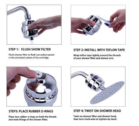 Universal Shower Filter with Replacement Filter Cartridge &amp; Teflon Tape