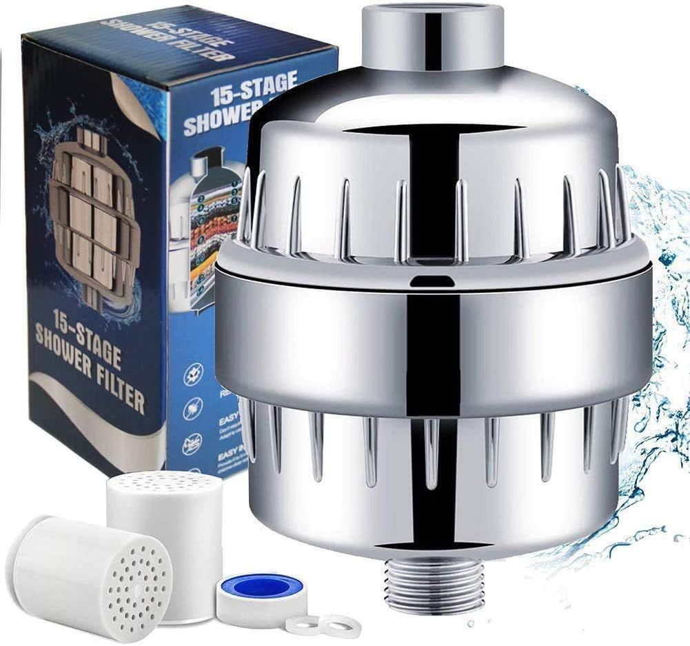 Universal Shower Filter with Replacement Filter Cartridge &amp; Teflon Tape