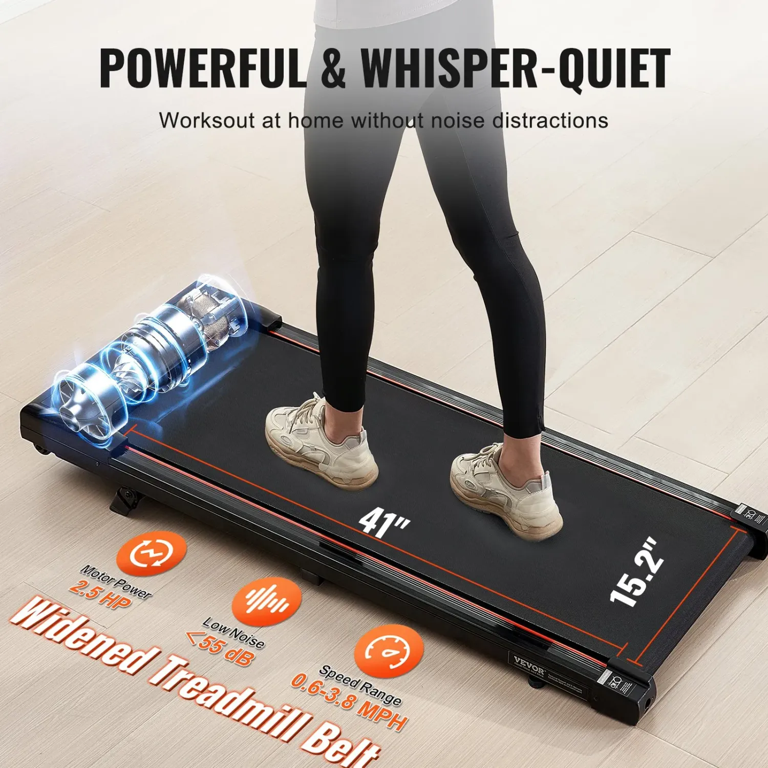 Portable S7Y Walking Pad Treadmill with 3% Incline – 2.5 HP, 6 km/h