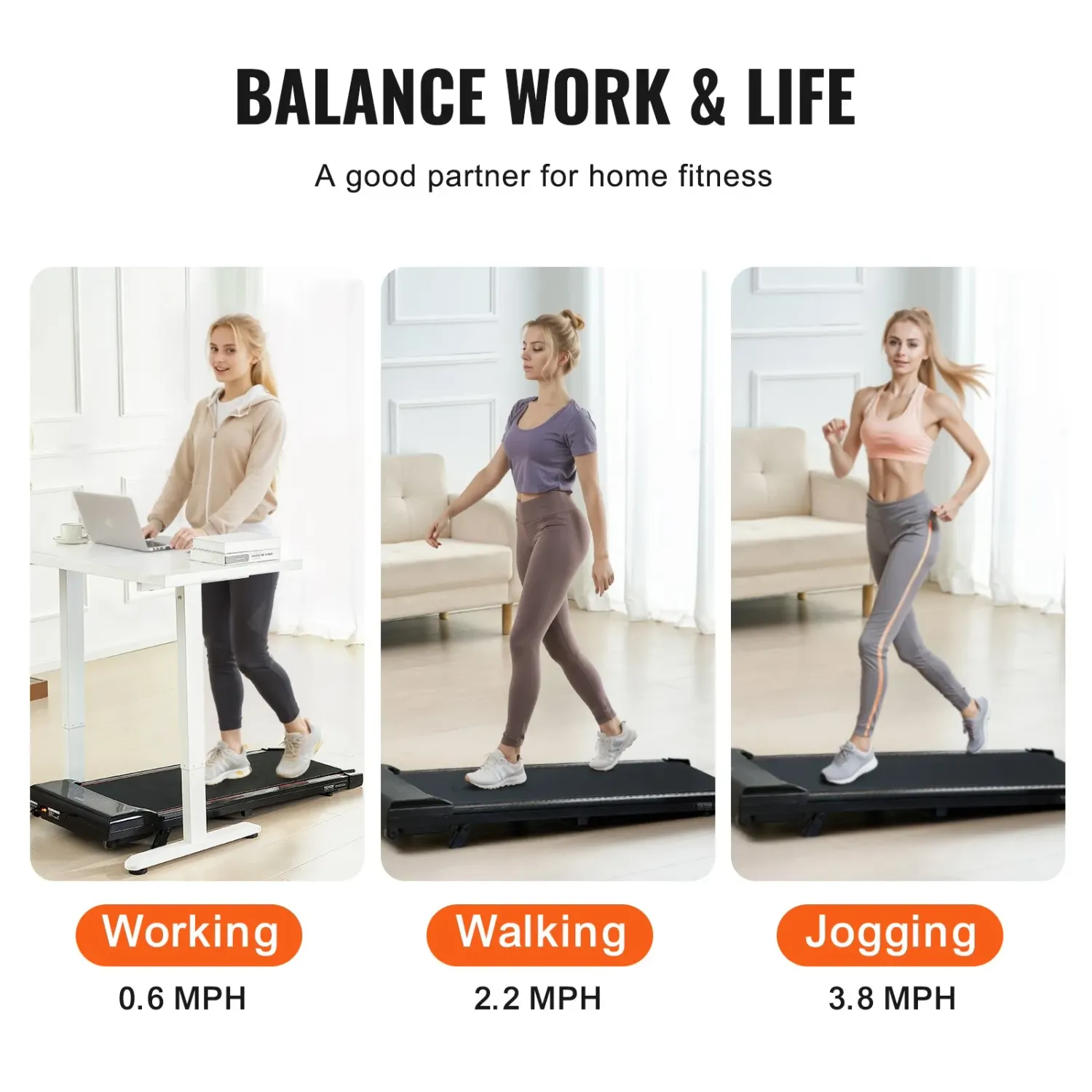 Portable S7Y Walking Pad Treadmill with 3% Incline – 2.5 HP, 6 km/h