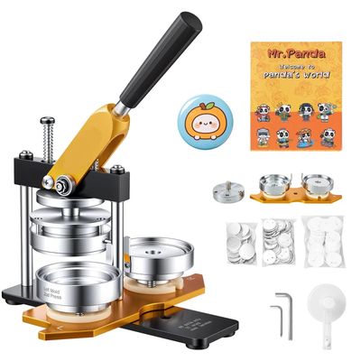 Button Maker Machine 75mm 3 Inch Badge Press Kit with 500 Button Parts