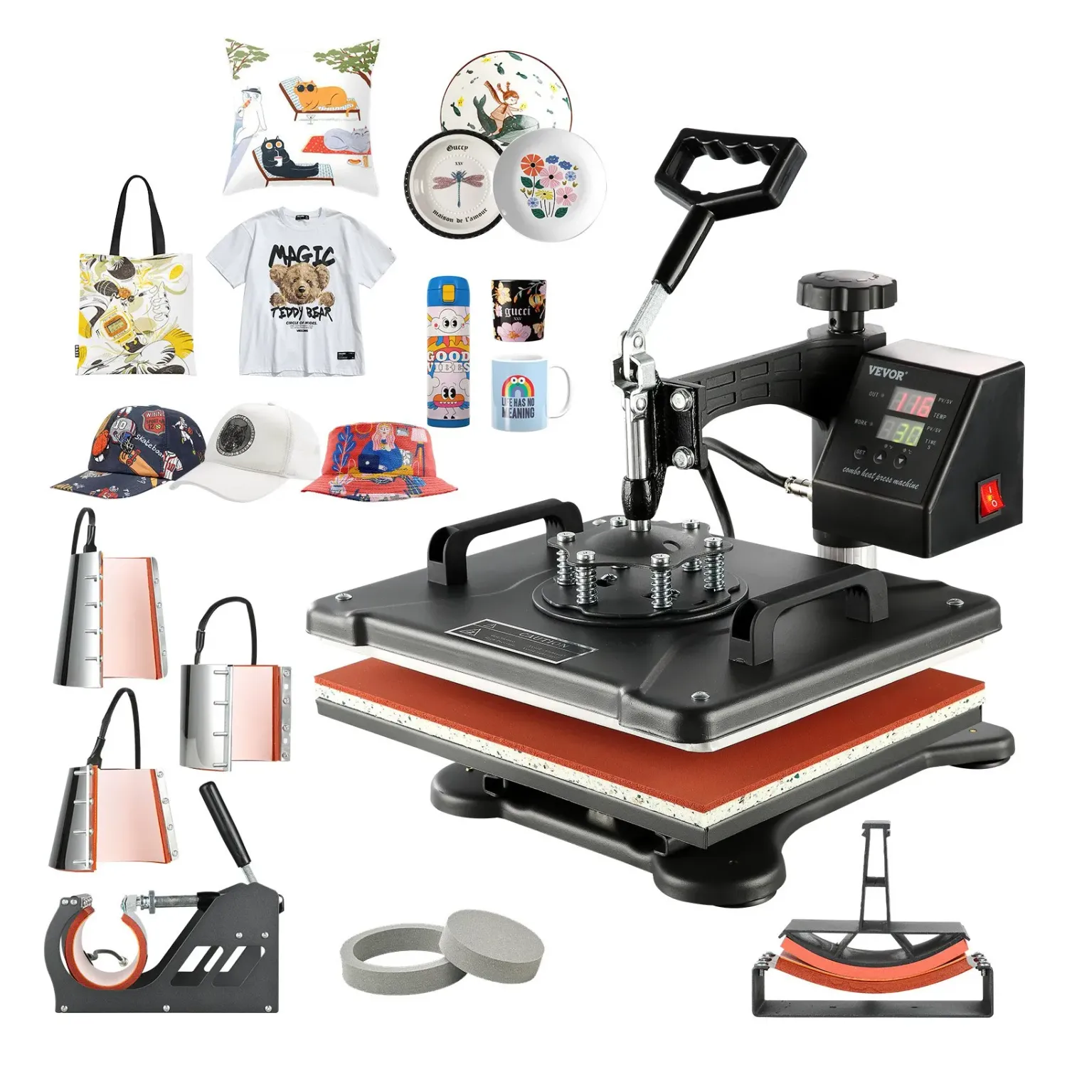 8 in 1 Heat Press Machine 38x30cm T Shirt Mug Sublimation Transfer Machine