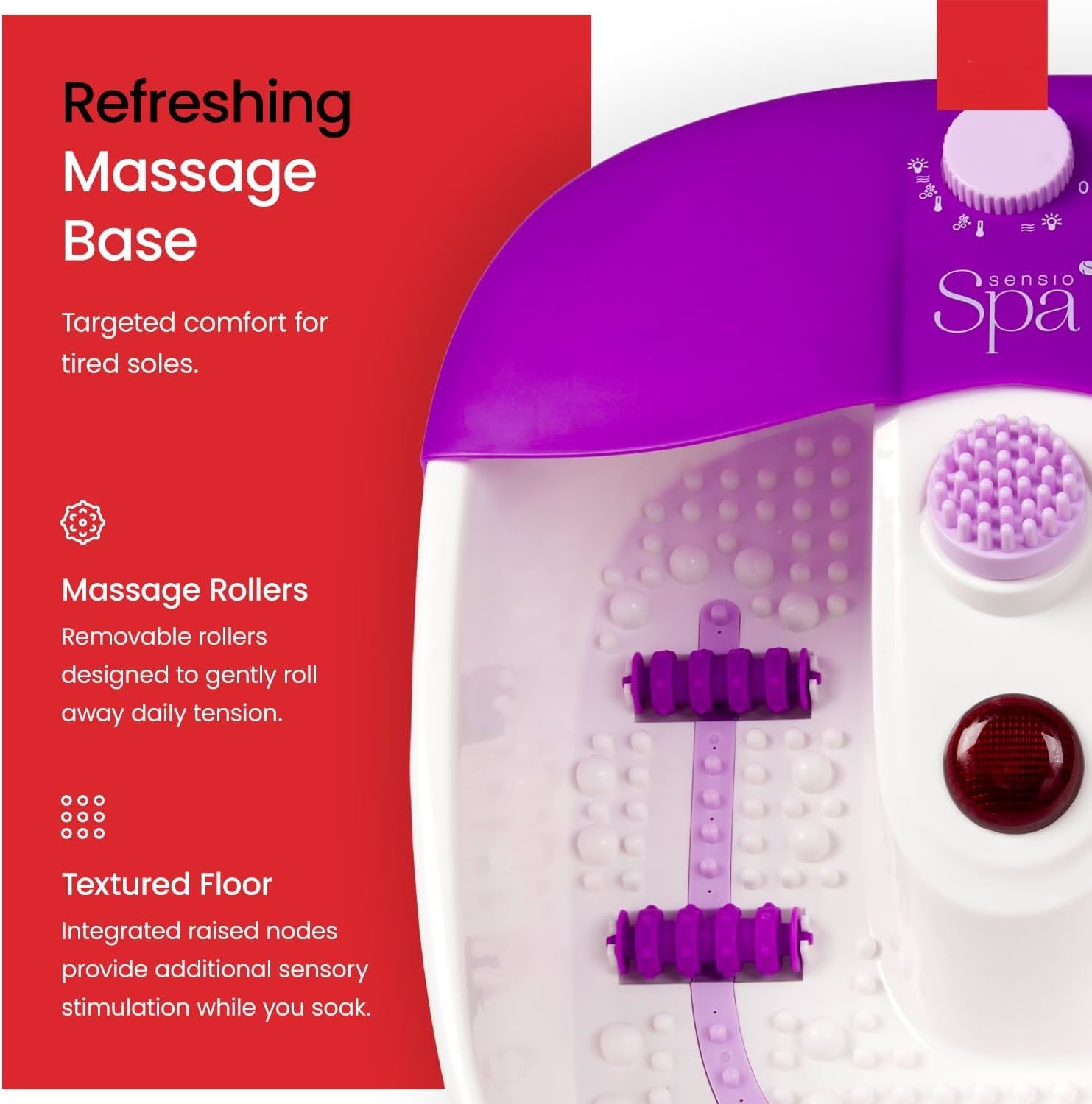 Reflex Zones - Heated Foot Spa Massager with Bubbles &amp; Removable Rollers