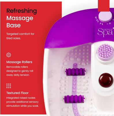 Reflex Zones - Heated Foot Spa Massager with Bubbles &amp; Removable Rollers