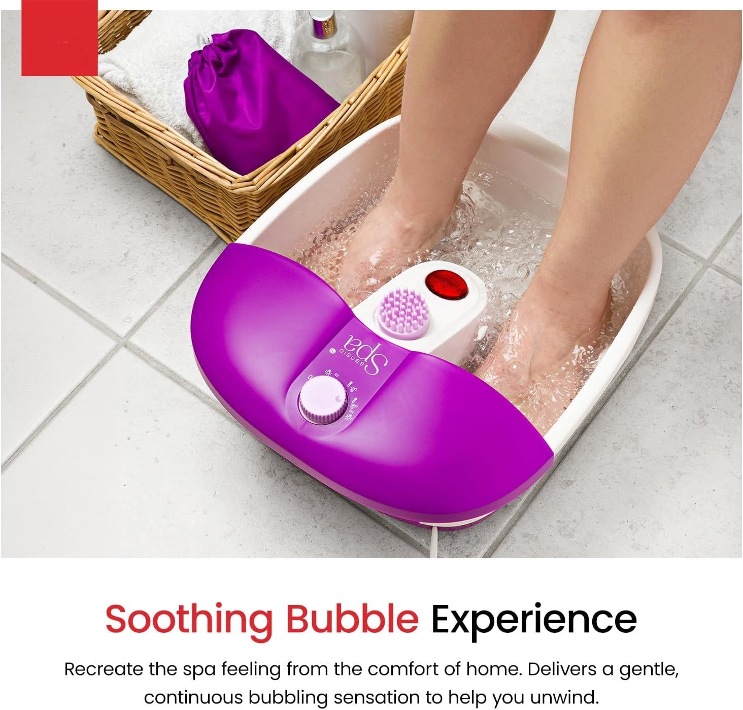 Reflex Zones - Heated Foot Spa Massager with Bubbles &amp; Removable Rollers