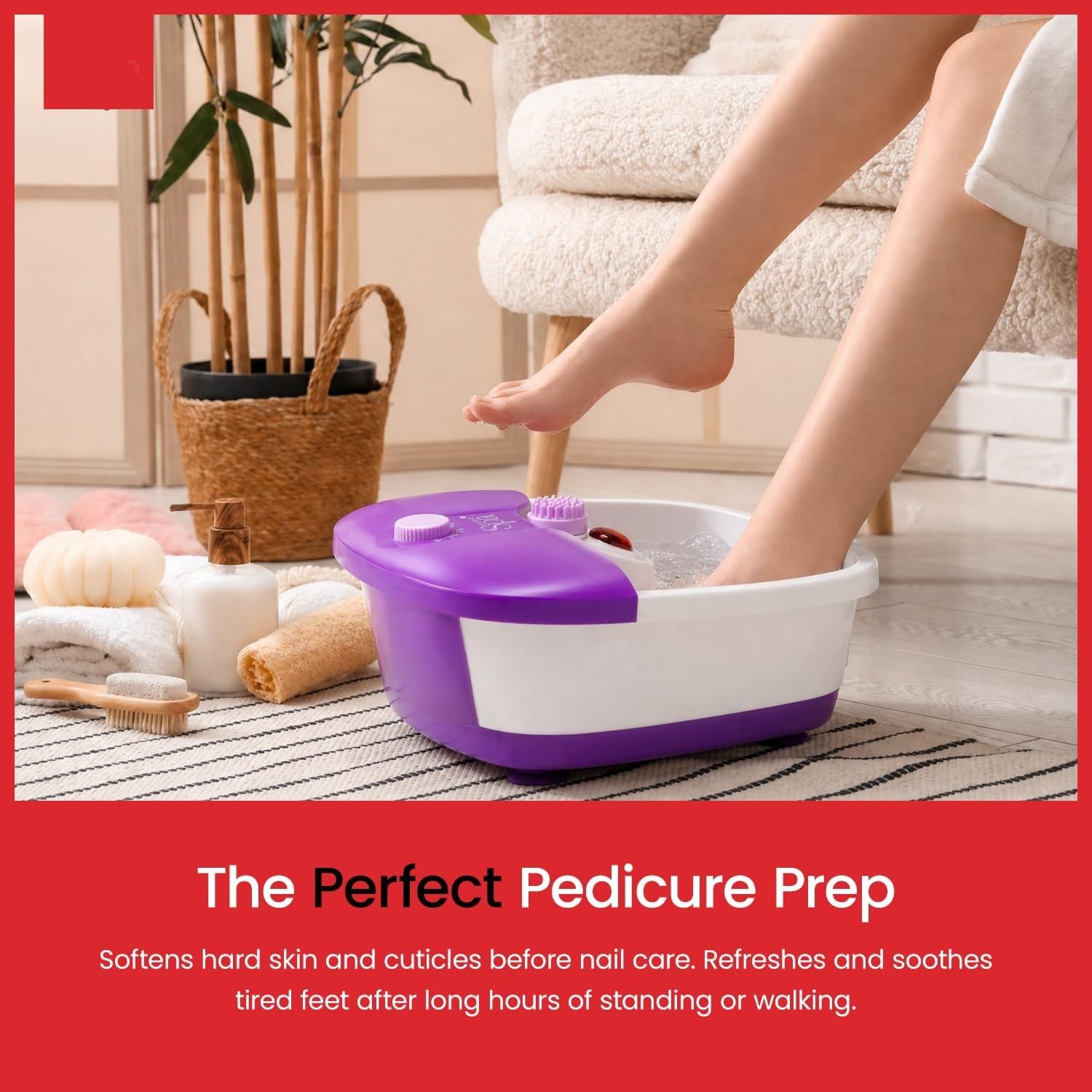 Reflex Zones - Heated Foot Spa Massager with Bubbles &amp; Removable Rollers