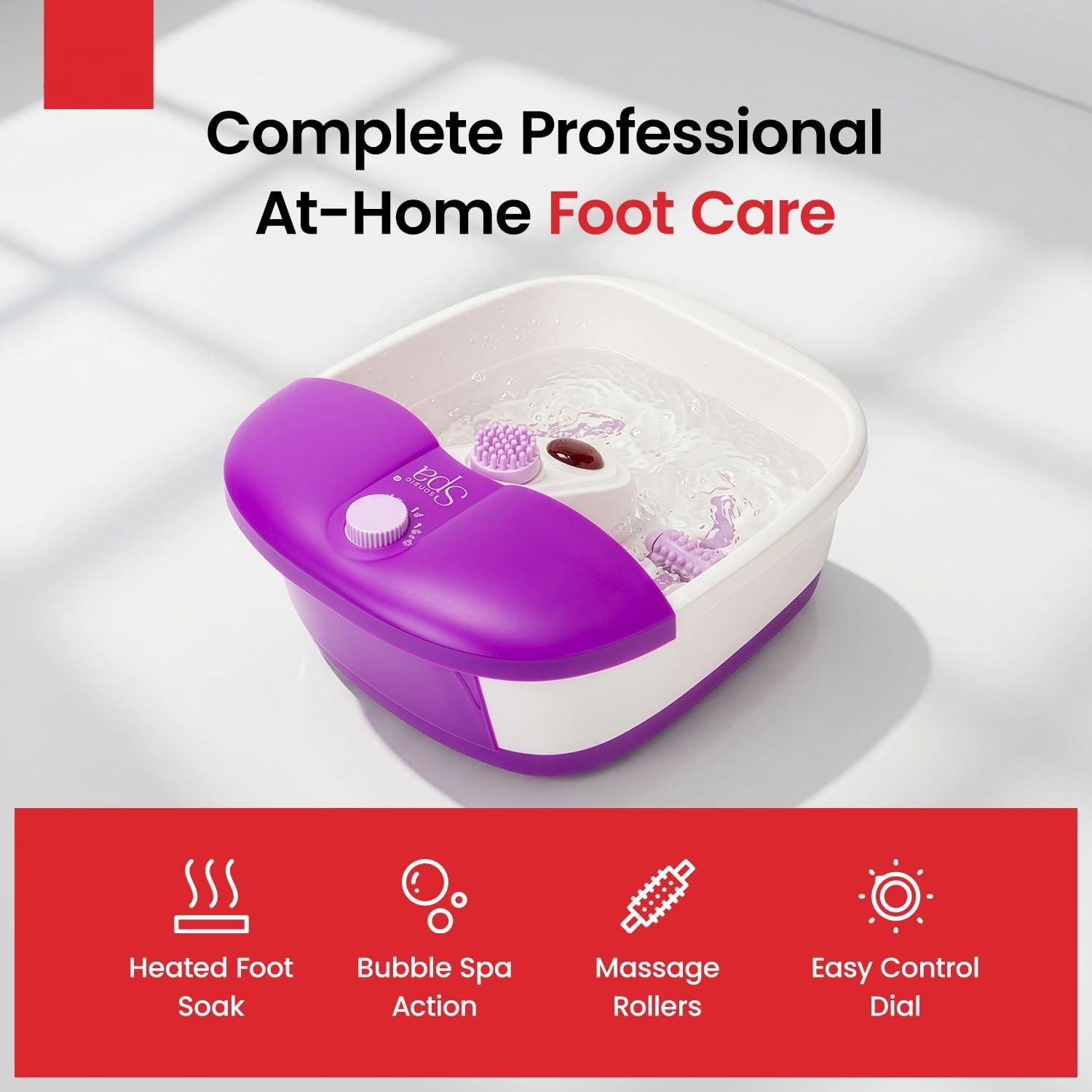 Reflex Zones - Heated Foot Spa Massager with Bubbles &amp; Removable Rollers