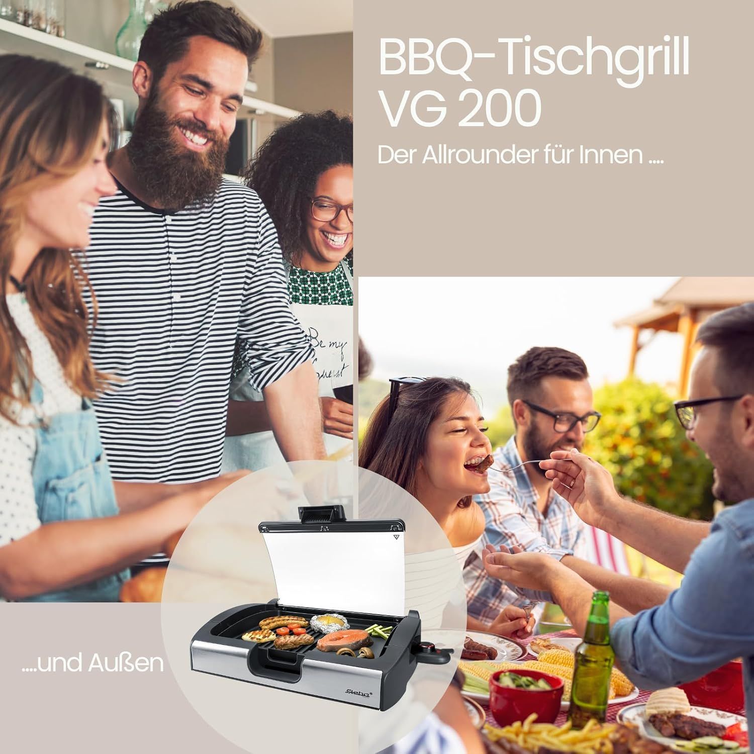 2200W Table Grill Teppanyaki BBQ Electric Grill with Glass Lid