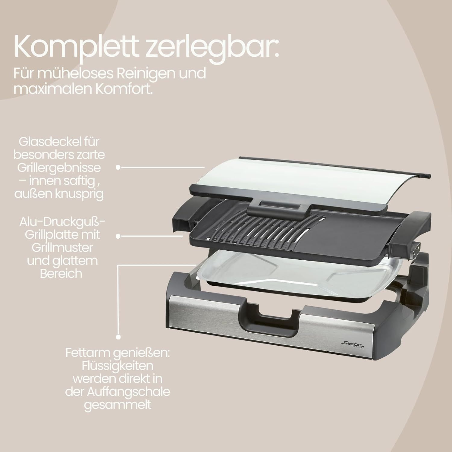 2200W Table Grill Teppanyaki BBQ Electric Grill with Glass Lid