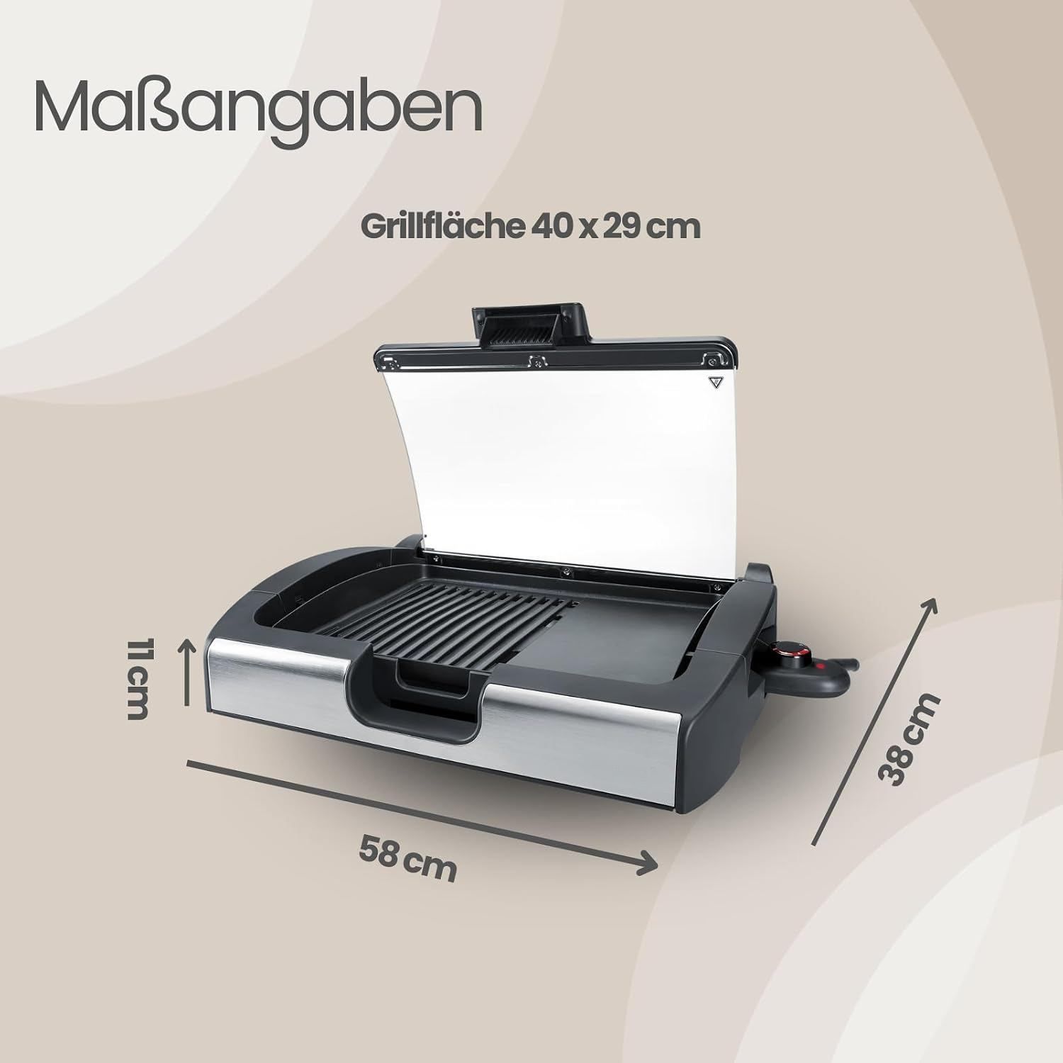 2200W Table Grill Teppanyaki BBQ Electric Grill with Glass Lid
