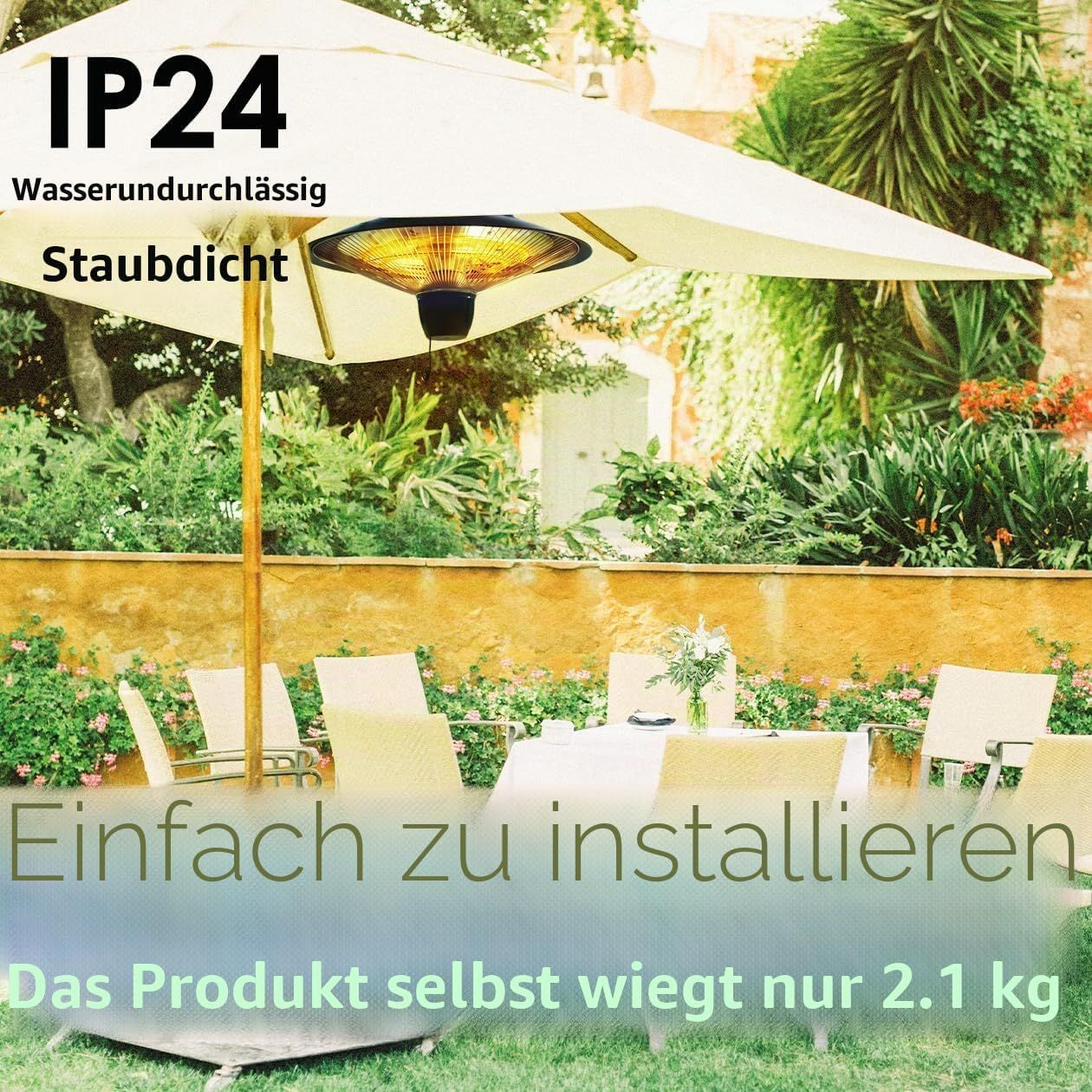 2000W Ceiling Mounted Infrared Patio Heater 2 Heat Settings Outdoor Garden Greenhouse Heater
