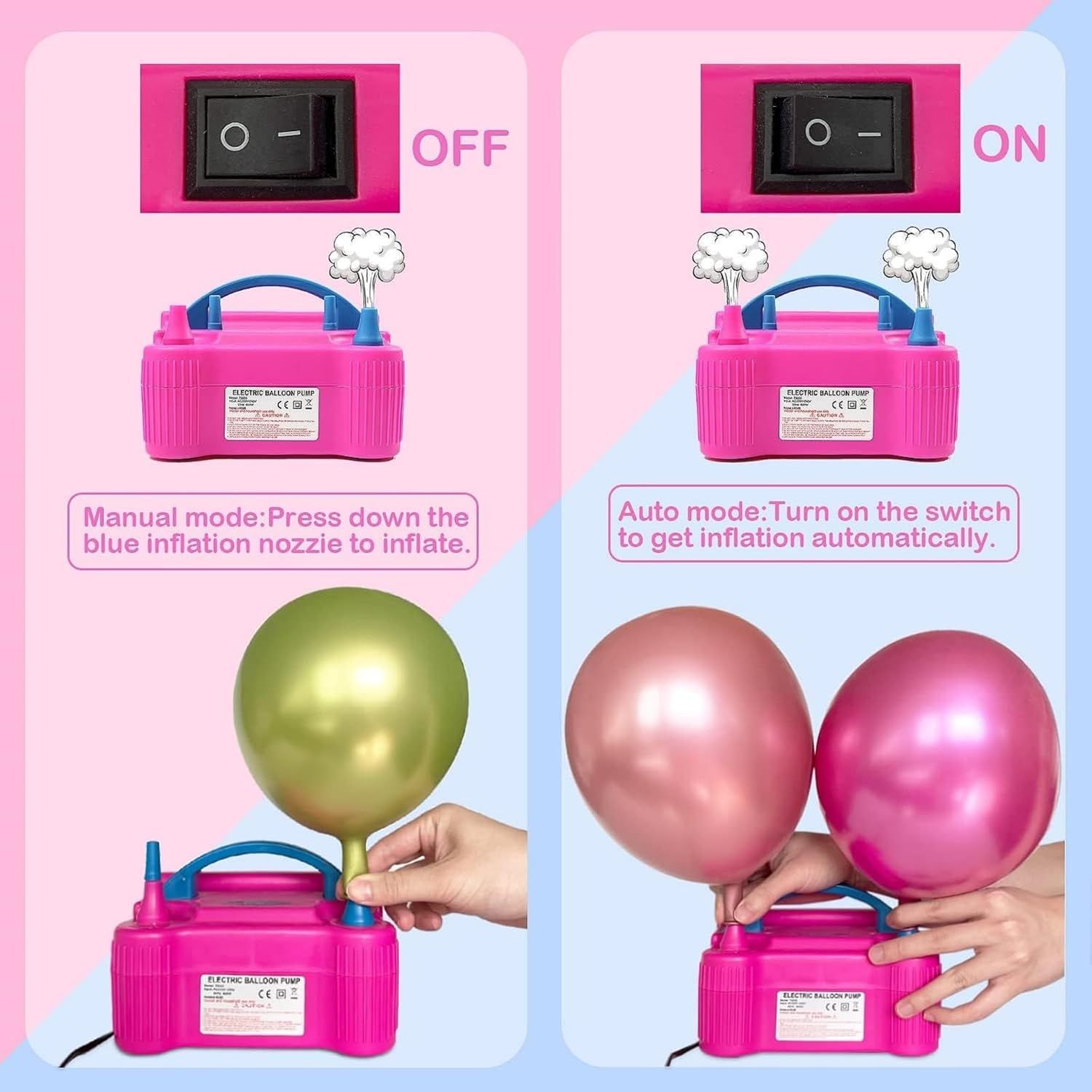 600W Electric Balloon Pump Dual Nozzle Inflator
