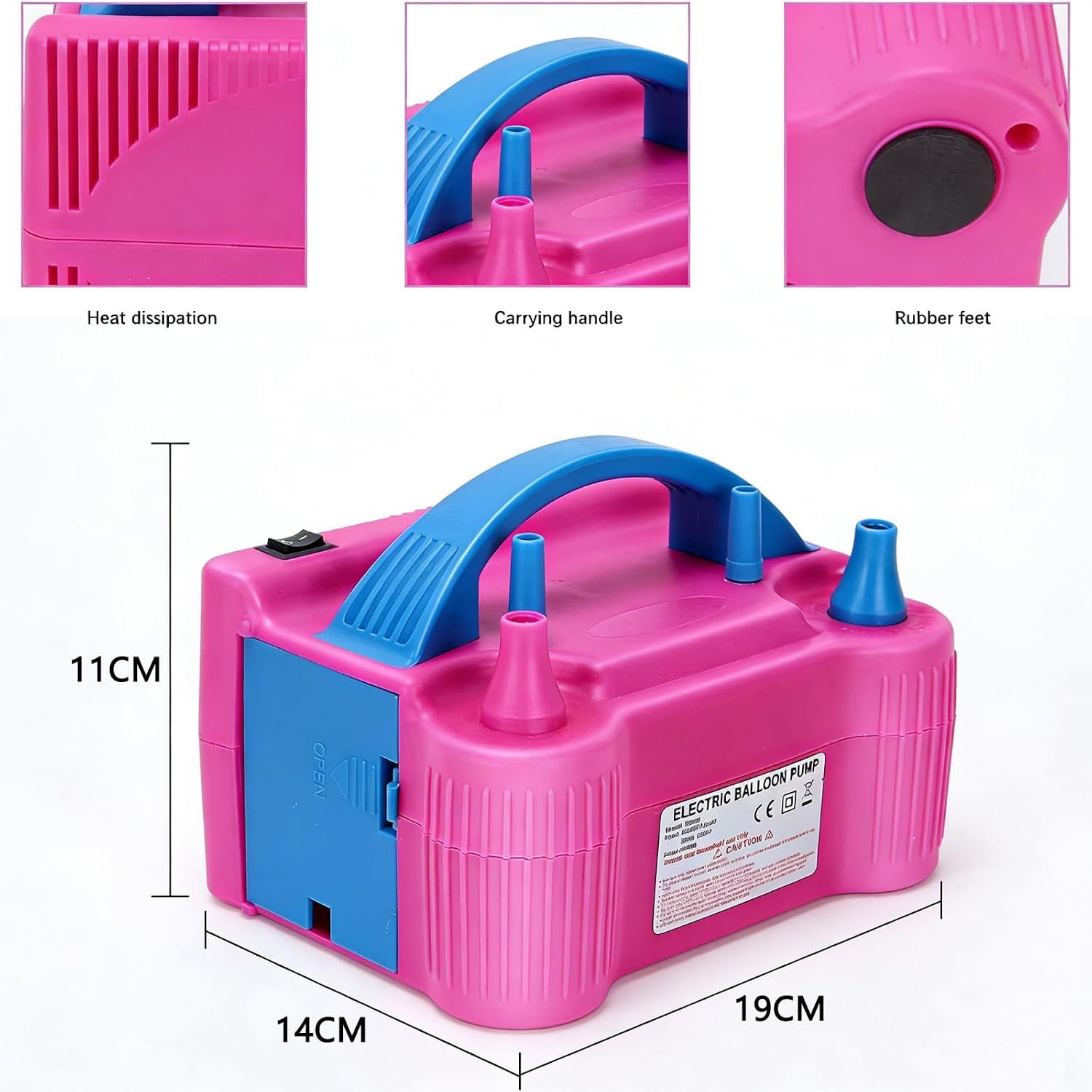600W Electric Balloon Pump Dual Nozzle Inflator