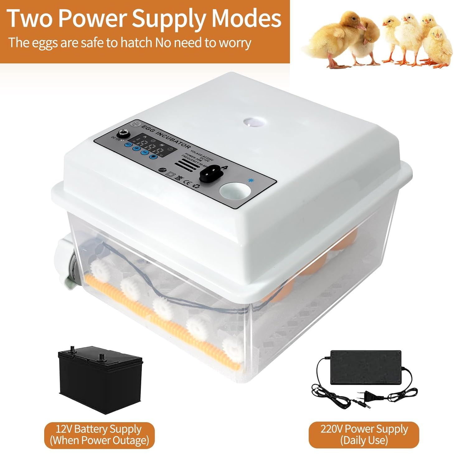 16 Egg Automatic Incubator, Digital Temperature Control &amp; Automatic Egg Turning for Chicken Duck Goose Eggs