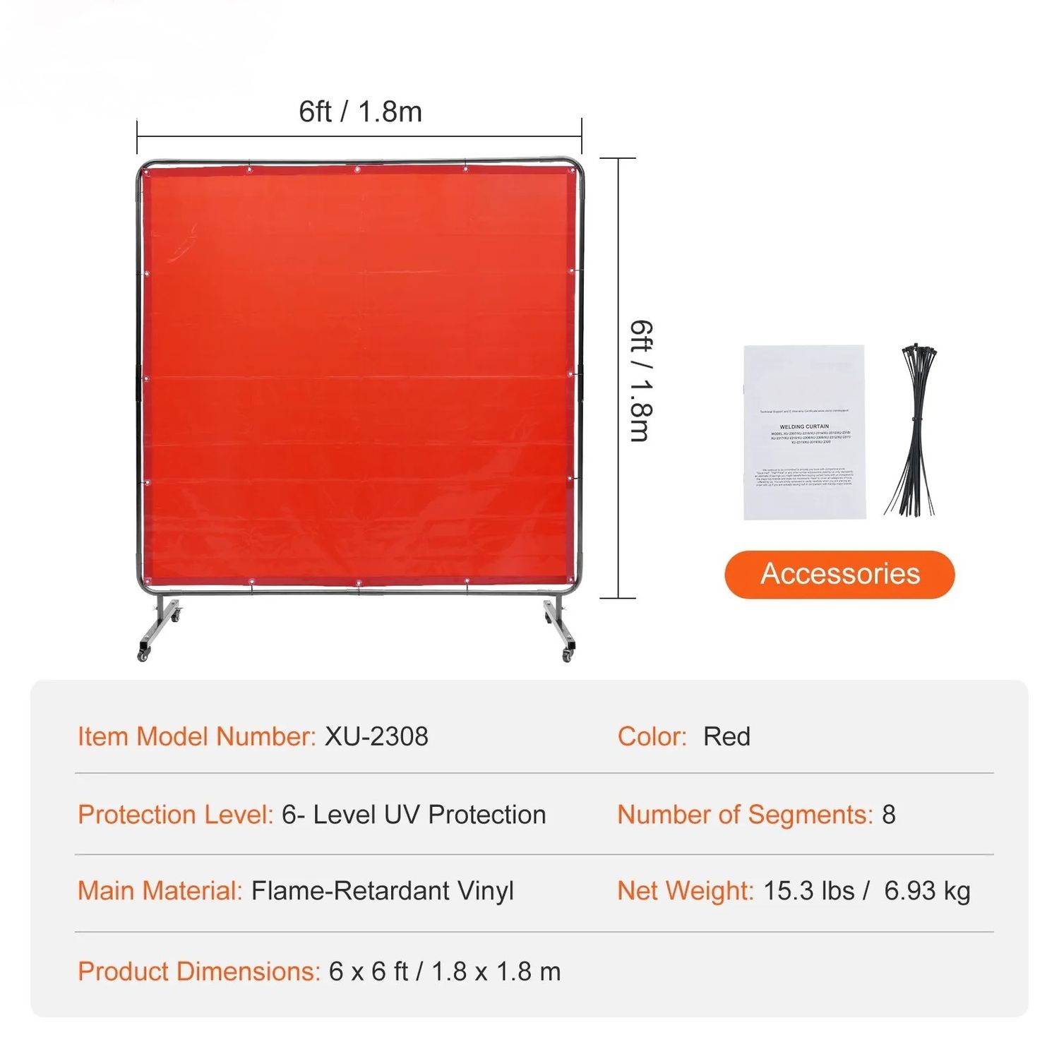 Mobile Welding Screen with Frame 1.8m x 1.8m