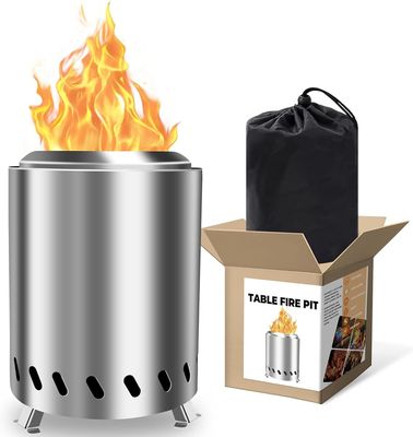 Portable Smokeless Fire Pit Stove Stainless Steel Camping Wood Burner