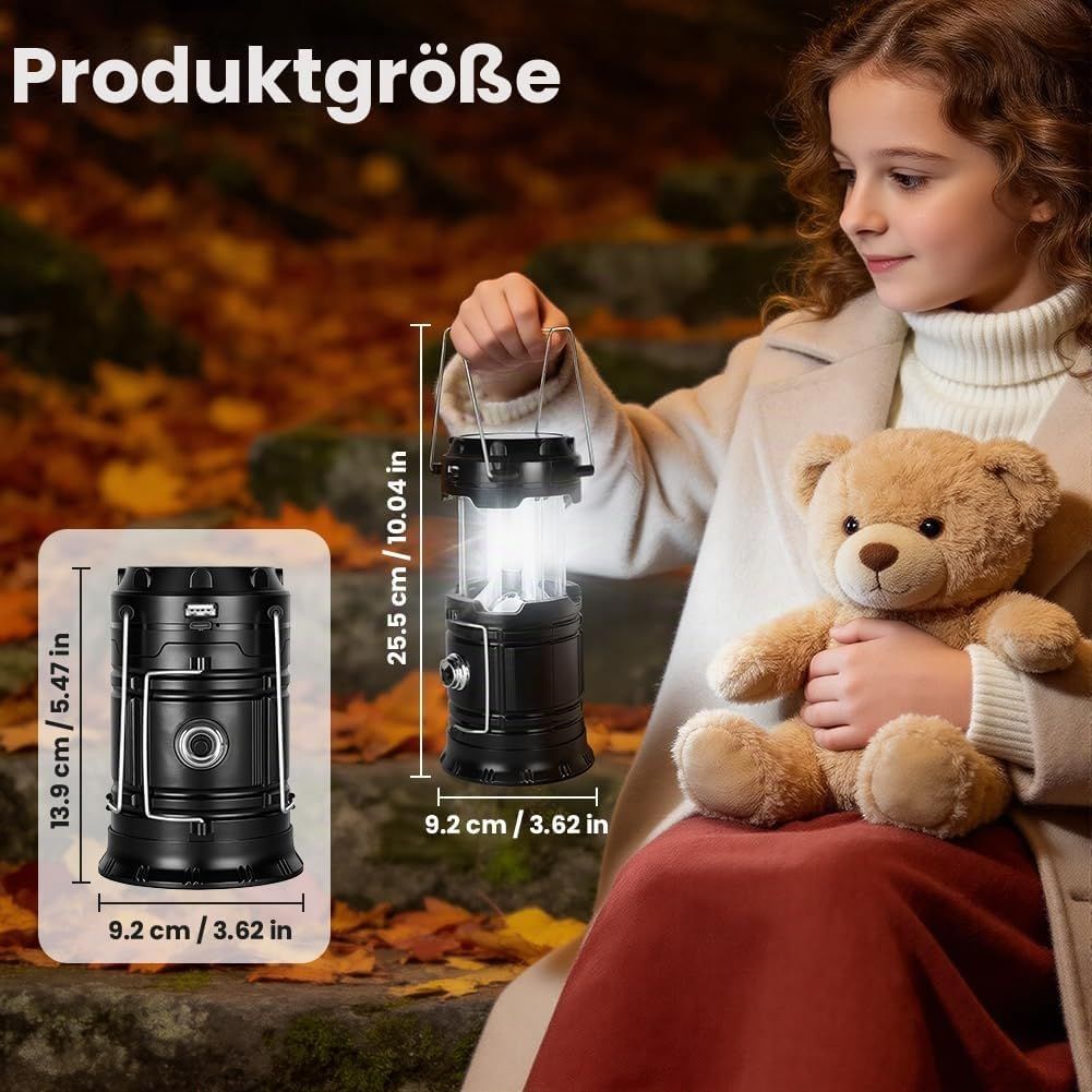 3-in-1 Solar Camping Lantern – Rechargeable LED Lamp, Flashlight &amp; Power Bank