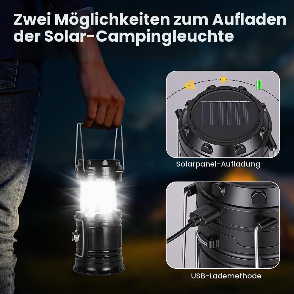 3-in-1 Solar Camping Lantern – Rechargeable LED Lamp, Flashlight &amp; Power Bank