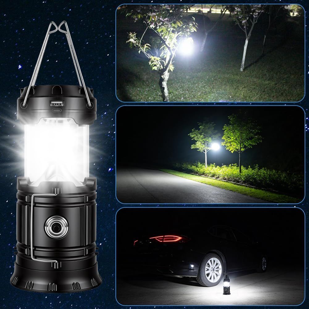 3-in-1 Solar Camping Lantern – Rechargeable LED Lamp, Flashlight &amp; Power Bank