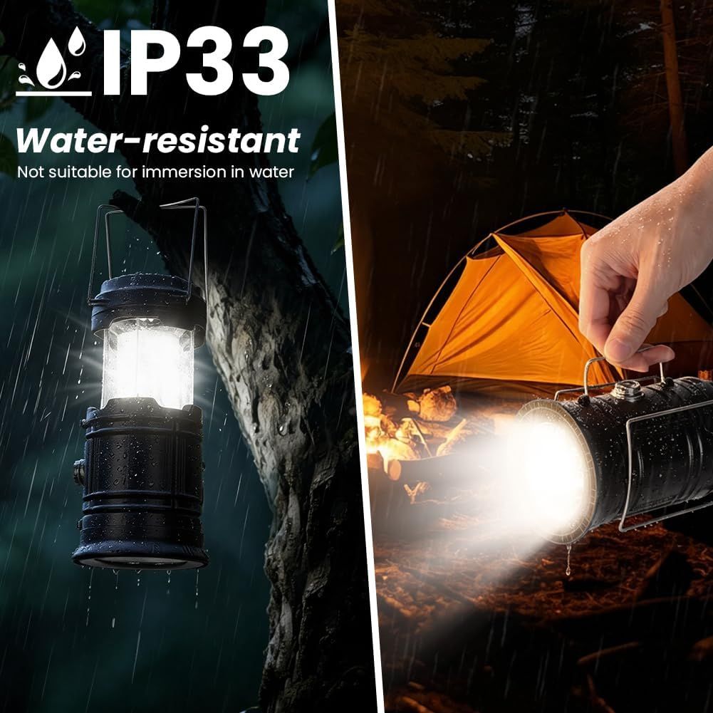3-in-1 Solar Camping Lantern – Rechargeable LED Lamp, Flashlight &amp; Power Bank
