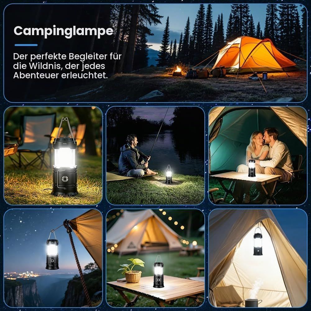 3-in-1 Solar Camping Lantern – Rechargeable LED Lamp, Flashlight &amp; Power Bank
