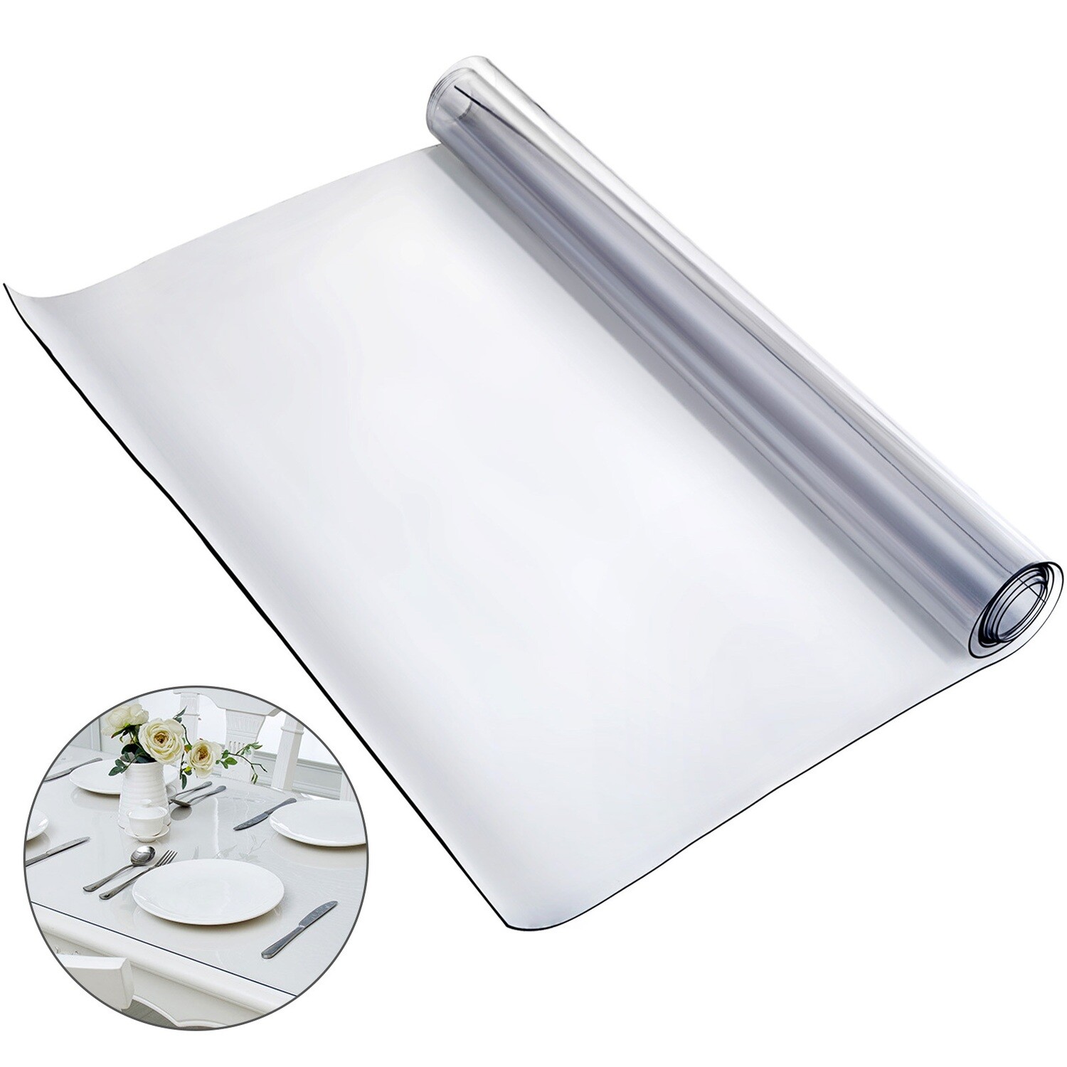 2mm Clear PVC Table Protector Mat Heat Resistant Waterproof Cover 45 x 100 Inch