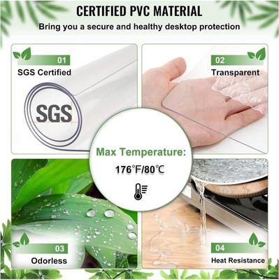 2mm Clear PVC Table Protector Mat Heat Resistant Waterproof Cover 45 x 100 Inch