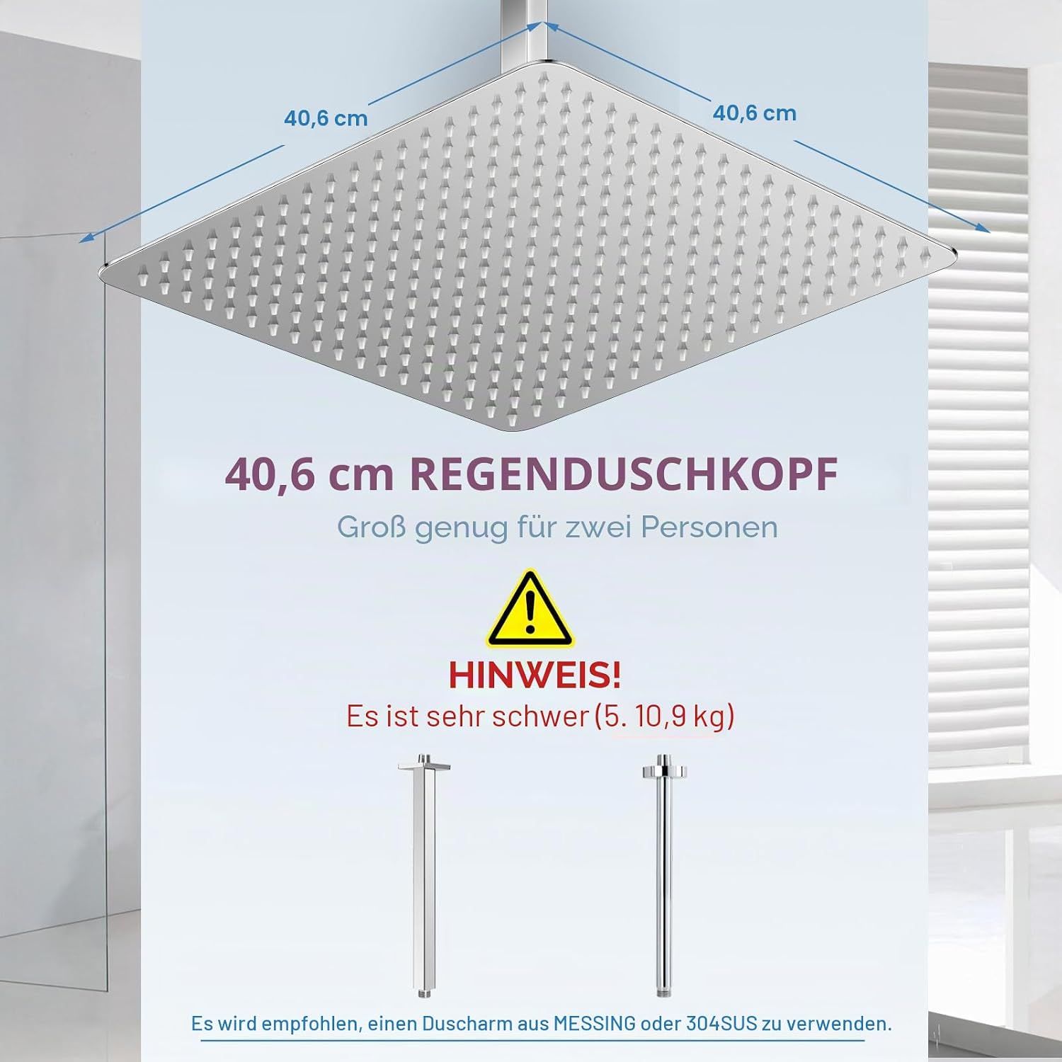 Rain Shower Head 40x40cm Stainless Steel Chrome