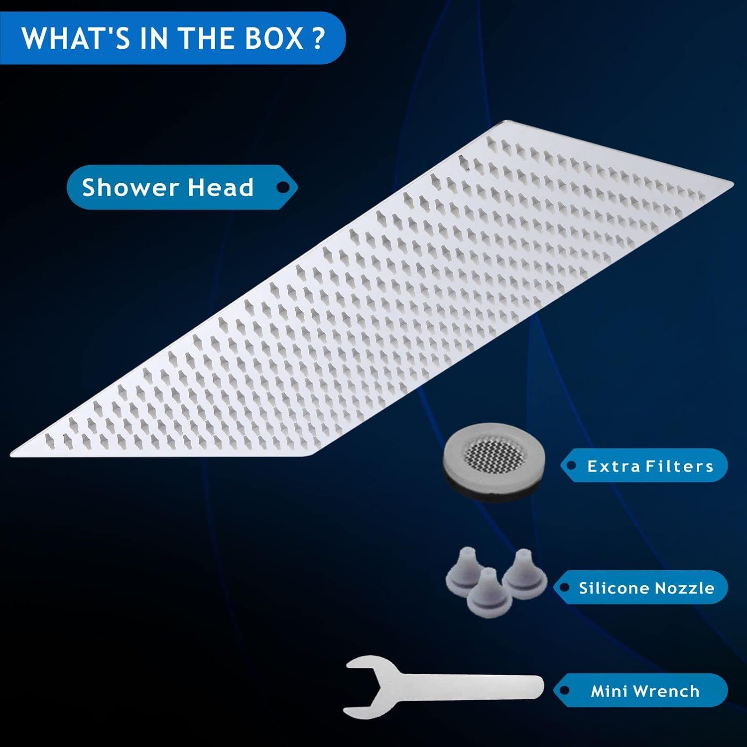 Rain Shower Head 16-Inch Square Chrome – Stainless Steel