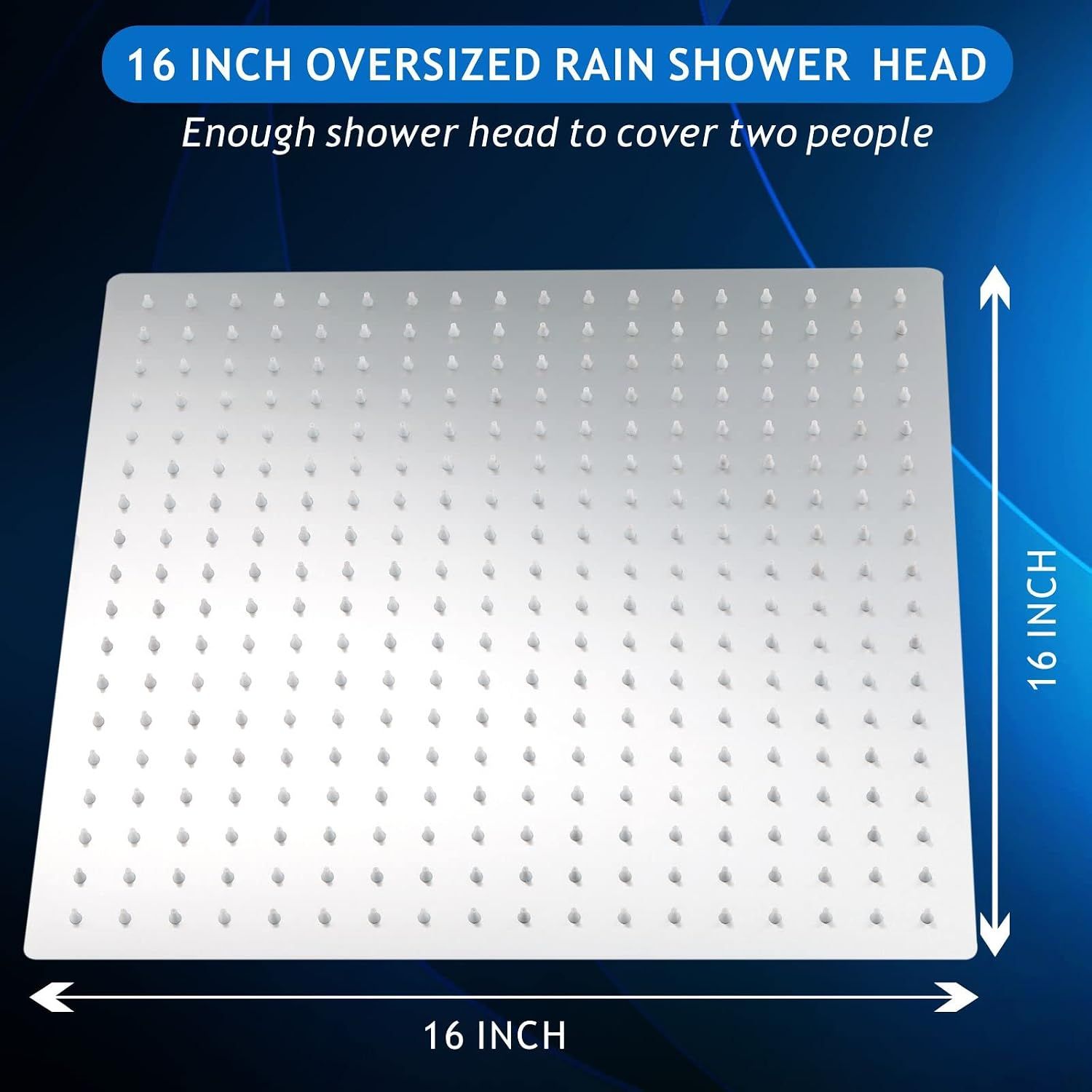 Rain Shower Head 16-Inch Square Chrome – Stainless Steel