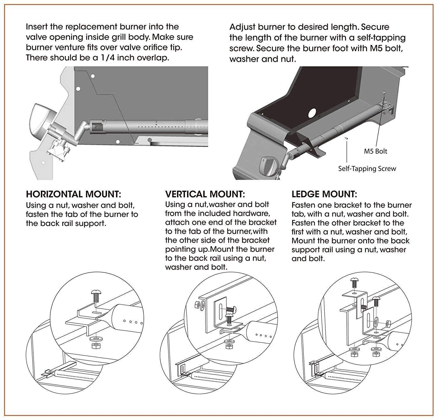 Universal Stainless Steel Burners Replacement For Nexgrill and Barbecook