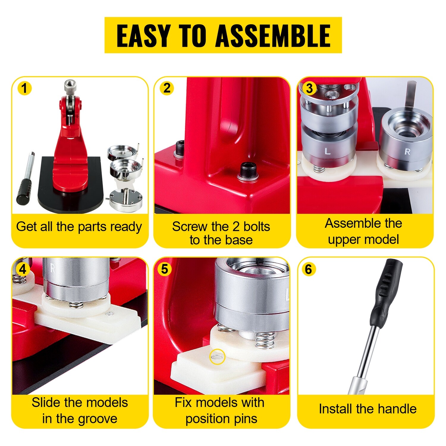 44mm Button Maker Machine with 1000 Buttons Badge Press Kit
