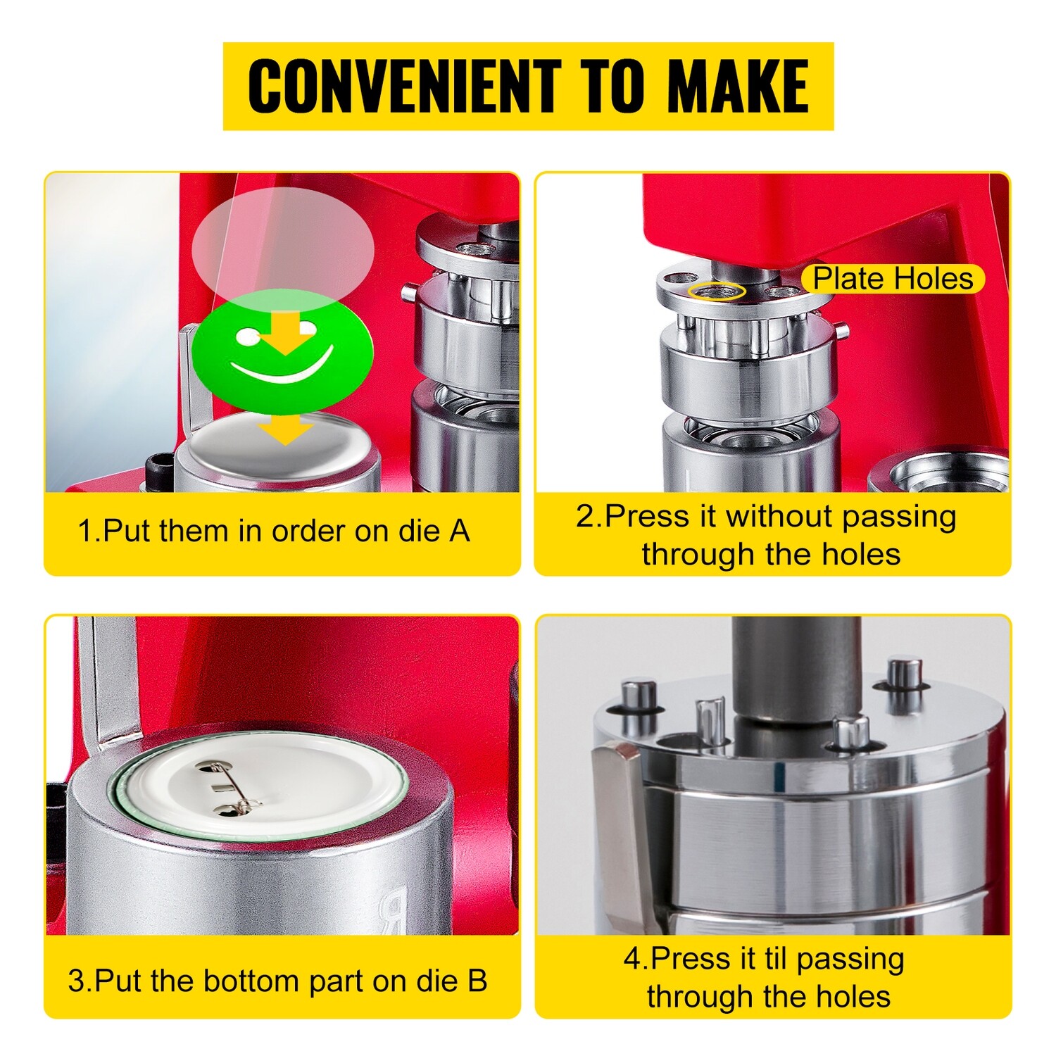44mm Button Maker Machine with 1000 Buttons Badge Press Kit