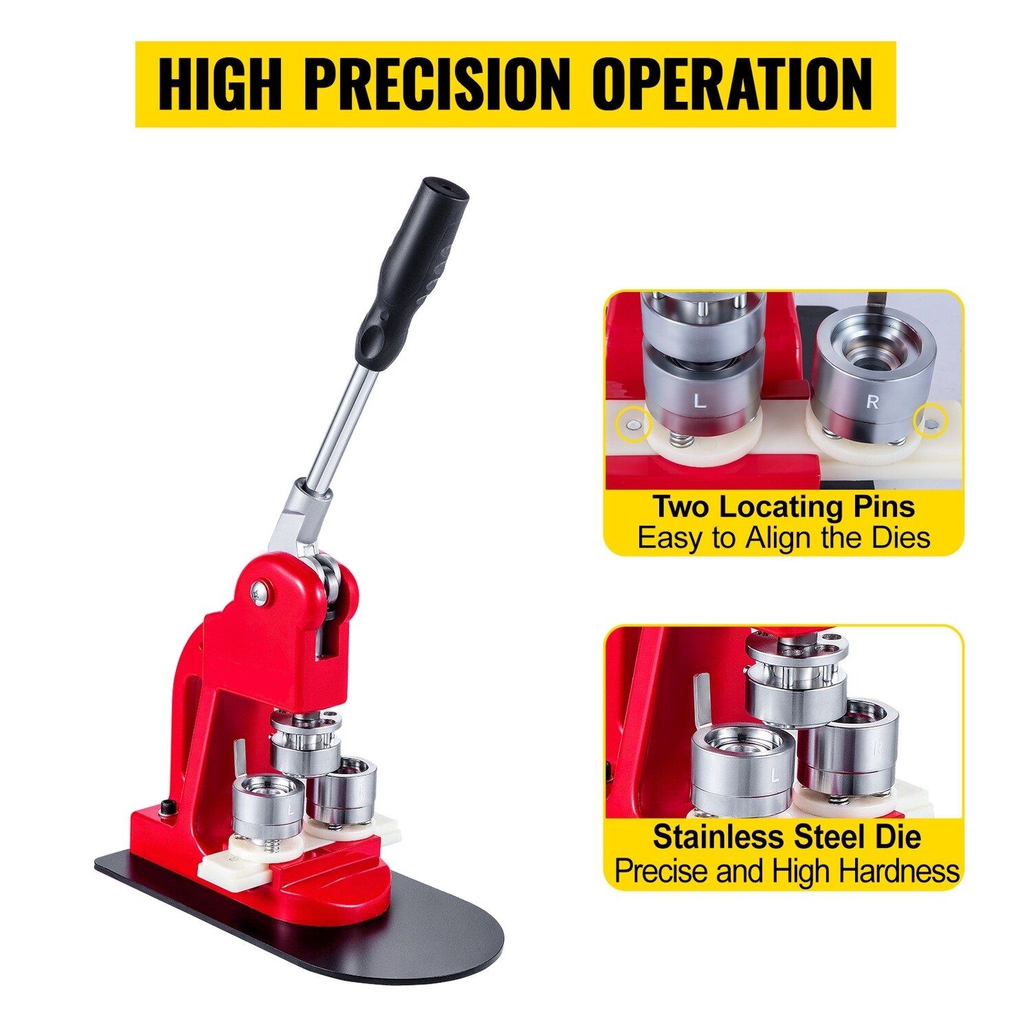 44mm Button Maker Machine with 1000 Buttons Badge Press Kit