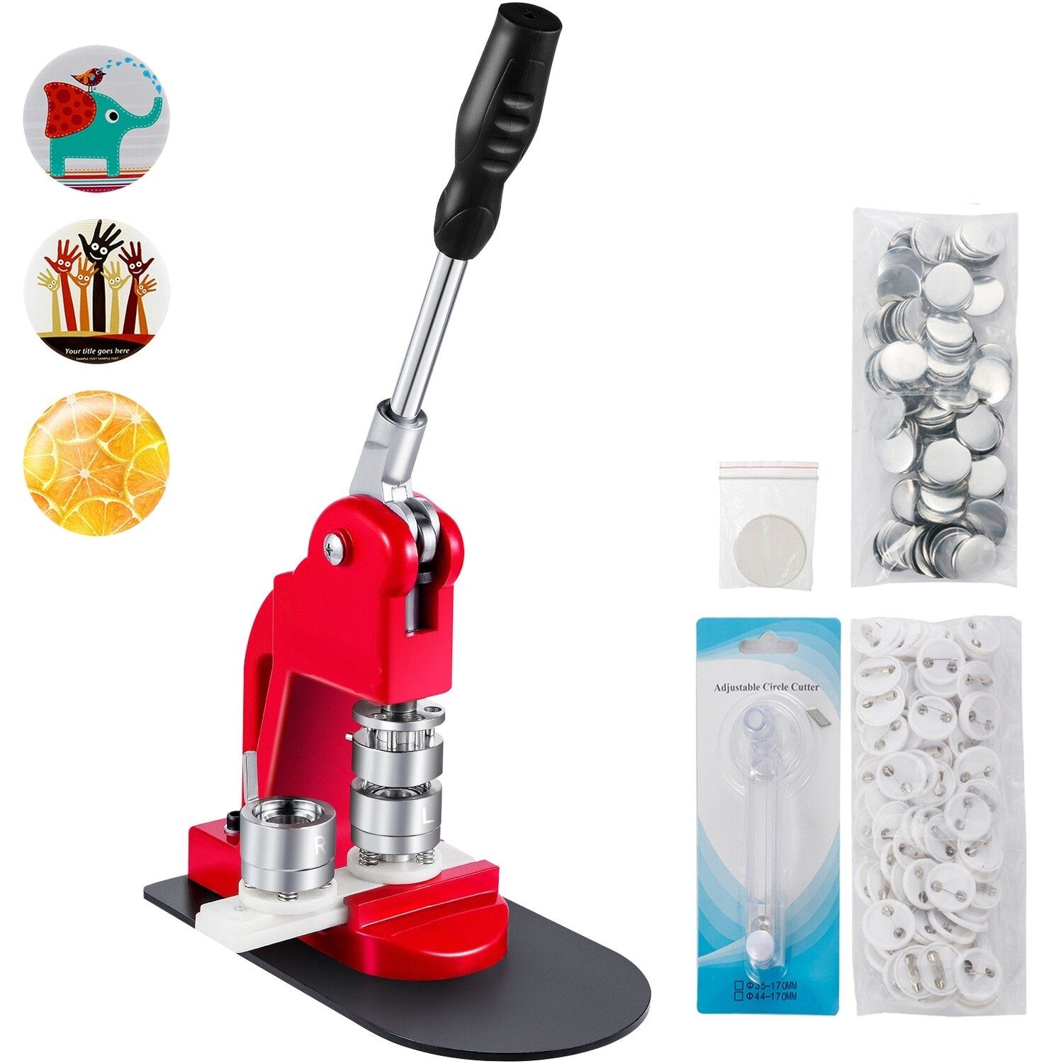 44mm Button Maker Machine with 1000 Buttons Badge Press Kit