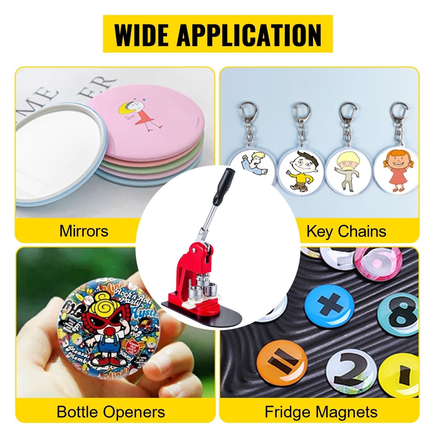 44mm Button Maker Machine with 1000 Buttons Badge Press Kit