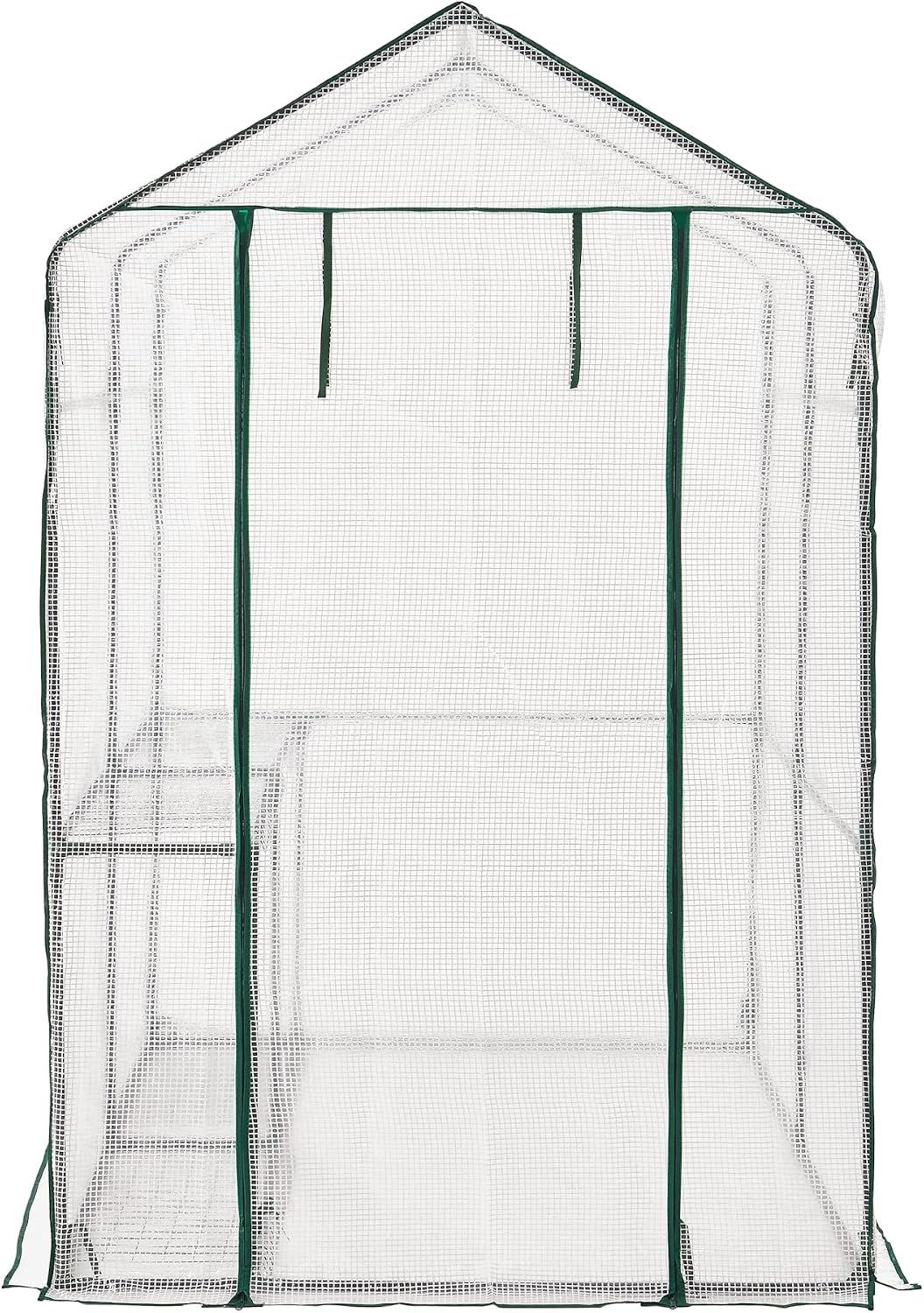 120x186x190cm Walk-In Greenhouse with Shelves PE Cover