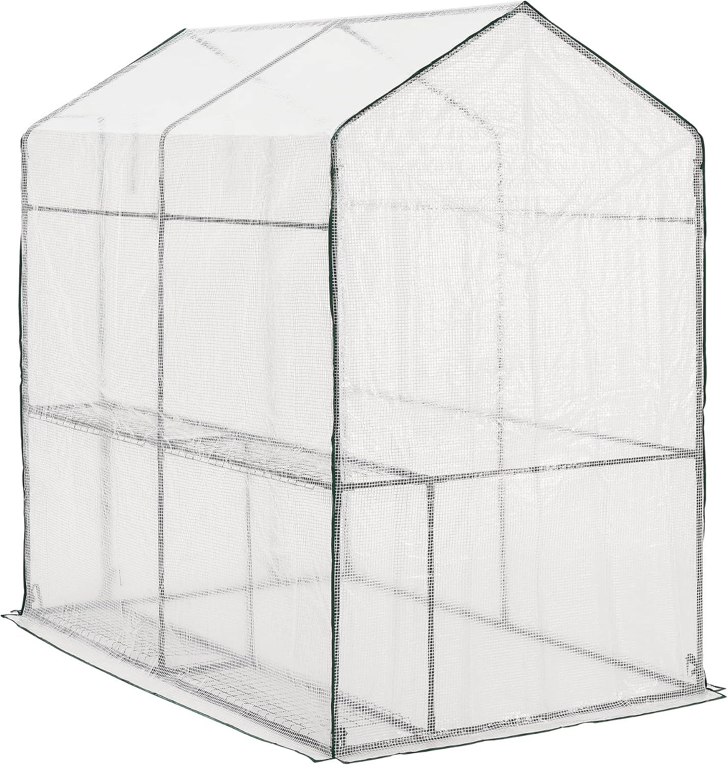 120x186x190cm Walk-In Greenhouse with Shelves PE Cover