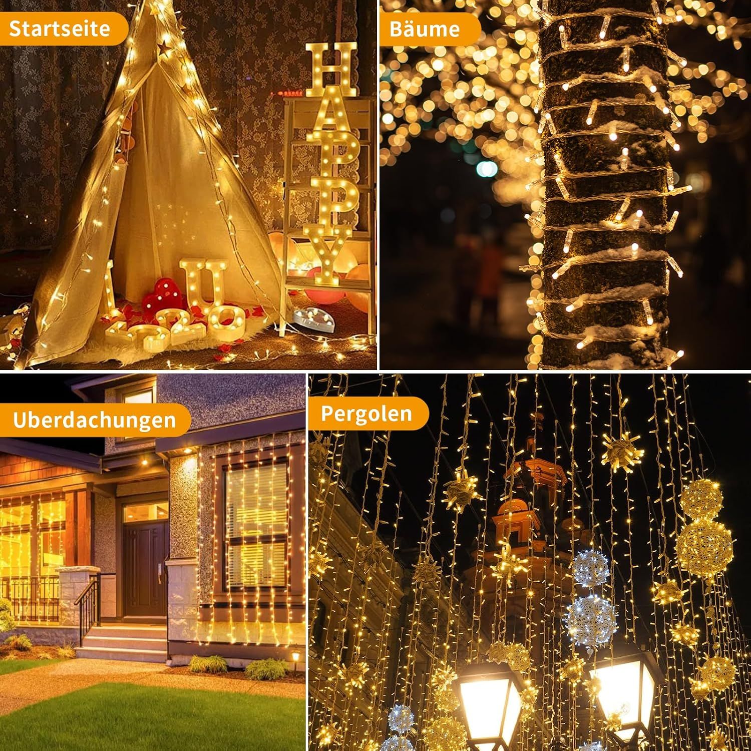 String Lights 20M 200 LED Fairy Lights – Warm White | Waterproof Outdoor &amp; Indoor String Lights