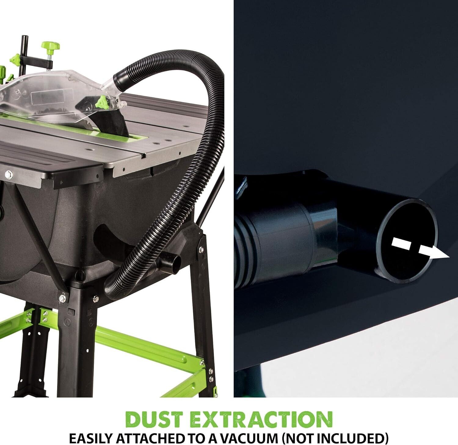 1500W Table Saw with 255mm TCT Blade – Silver/Green, 230V