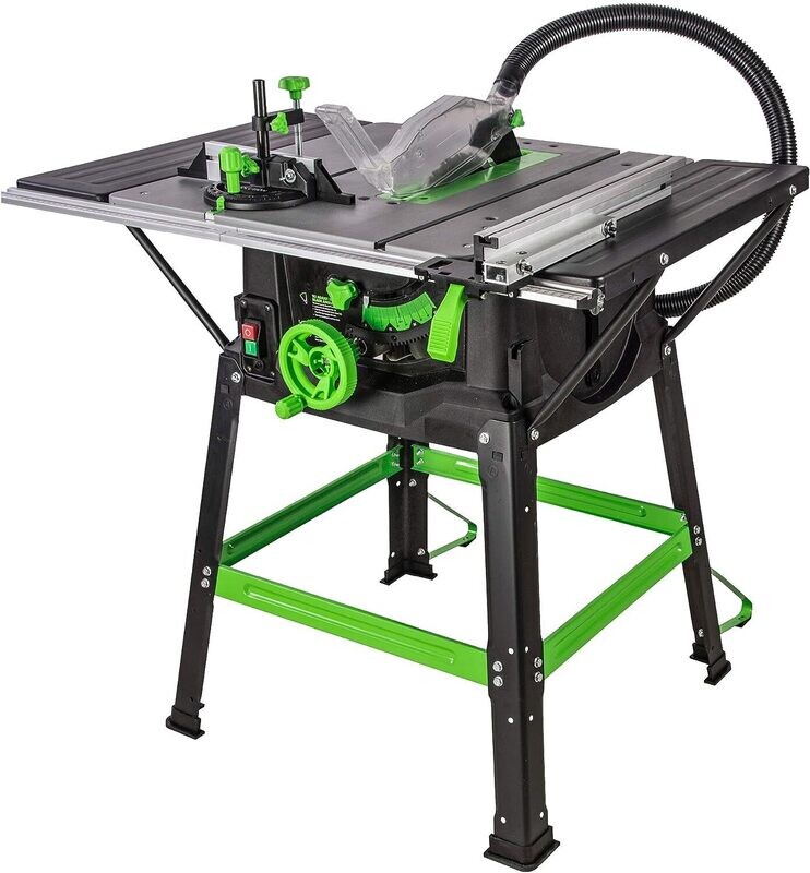 1500W Table Saw with 255mm TCT Blade – Silver/Green, 230V