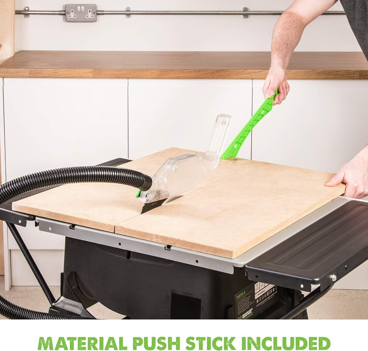1500W Table Saw with 255mm TCT Blade – Silver/Green, 230V