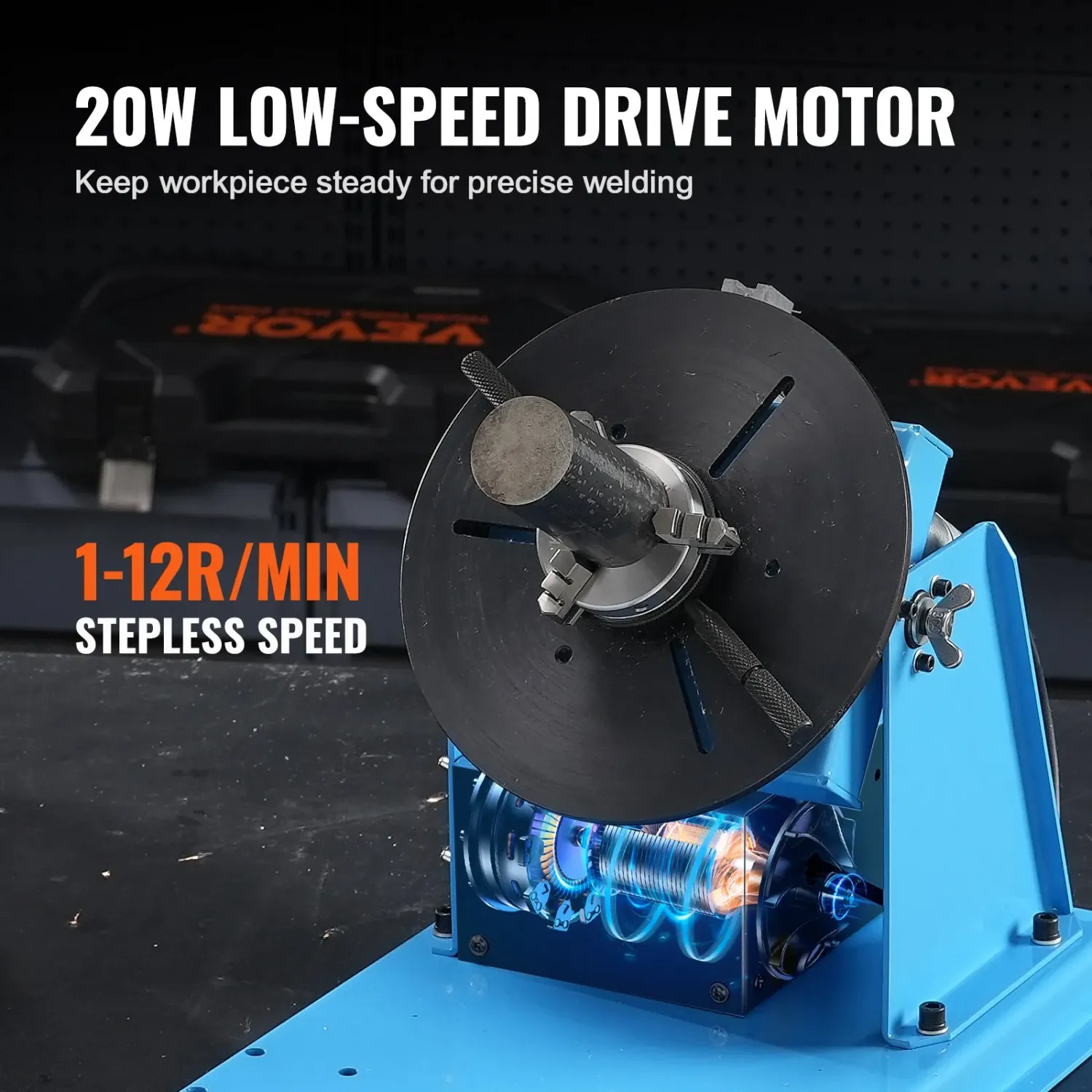 10kg Rotary Welding Positioner 0-90° 3 Jaw Chuck 1-12 RPM