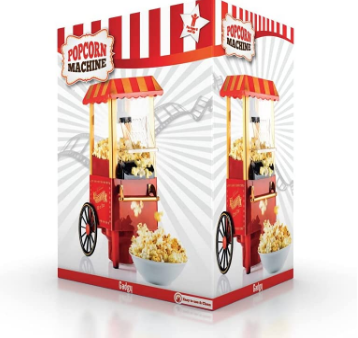 Retro Hot Air Popcorn Maker – 1.9L Oil-Free Electric Popcorn Machine